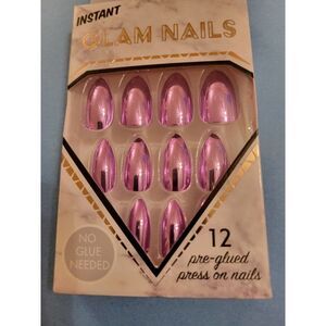 2 INSTANT GLAM NAIL METALIC COLOR PRESS ON FAKE NAIL.BOX OF 12 PURPLE
